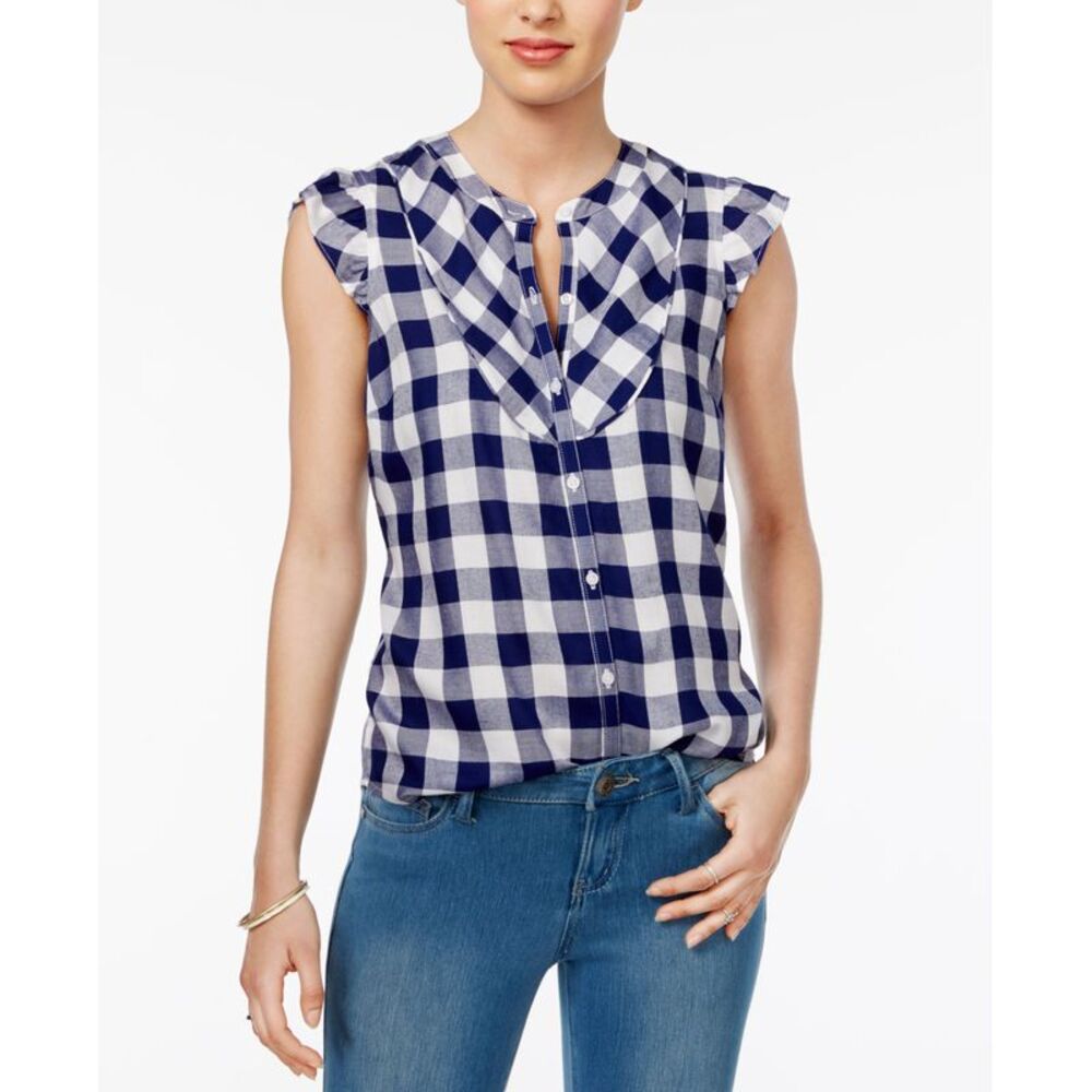 Maison Jules Flutter Sleeve Gingham Shirt